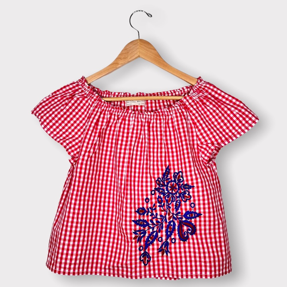 Zara Girls Gingham Short Sleeve Blouse